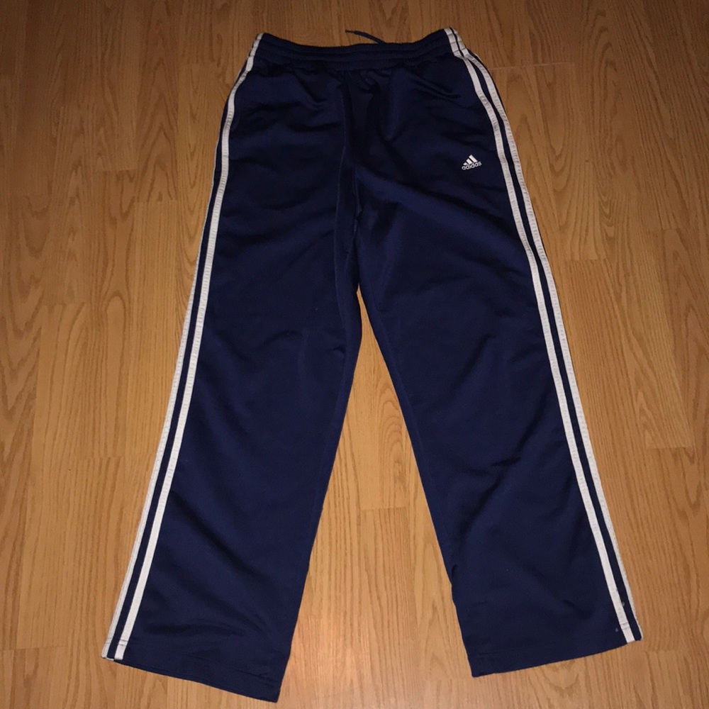 navy blue adidas track pants
